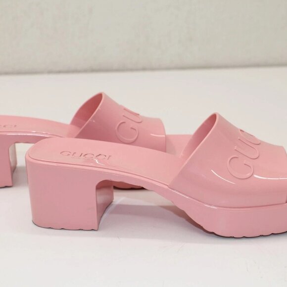 Gucci Rubber Slide Sandal Pink Platform - 624730 Size 40 - US 10 - Picture 7 of 14